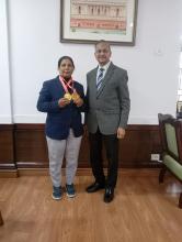 Achievement of 2 Gold medals in Inter Ministry Central Civil Services Women's Sports Event by Smt. Rajni Malik, UDC